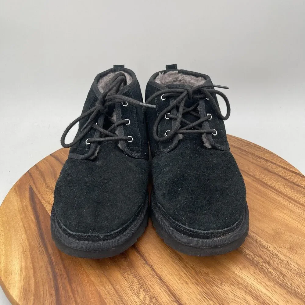 UGG Neumel Boots Mens Size 12 Black Suede Casual Comfort Shearling Lined Chukka